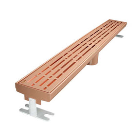 Quartz by ACO Mix Rose Gold linear shower drain with decorative geometric slot grate design