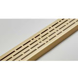Quartz by ACO Satin Brass linear shower drain installed in contemporary curbless shower