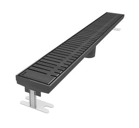 Quartz by ACO Piano linear shower drain with Black Nickel grate for luxury tile showers