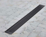 Black Nickel Piano grate linear shower drain for modern curbless shower installation