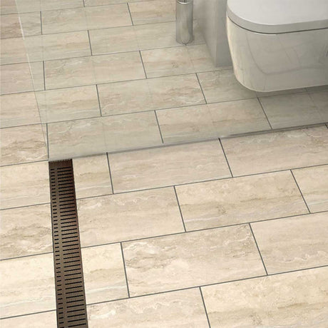 Oil-Rubbed Bronze Piano grate linear shower drain for curbless shower installation
