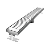Quartz Piano linear shower drain with polished chrome stainless steel grate for luxury walk-in shower installations