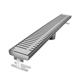 Quartz by ACO Piano linear shower drain with Brushed Stainless grate for modern tile showers