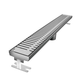 Quartz by ACO Piano linear shower drain with Brushed Stainless grate for modern tile showers