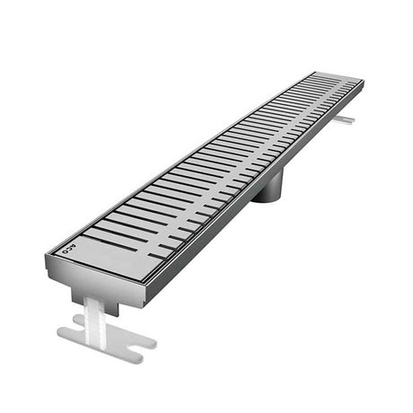Quartz by ACO Piano linear shower drain with Brushed Stainless grate for modern tile showers