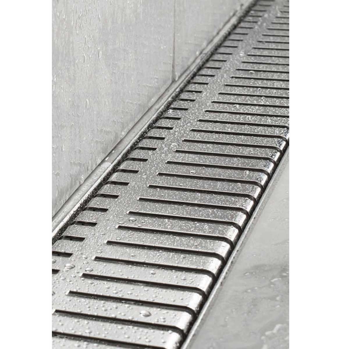 Brushed Stainless Piano grate linear shower drain for curbless shower installation