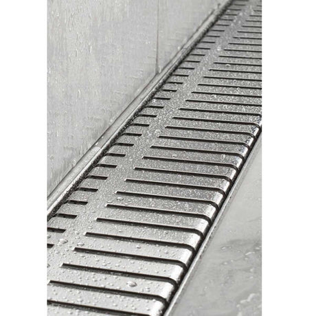 Brushed Stainless Piano grate linear shower drain for curbless shower installation