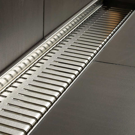 Quartz Piano shower drain in Brushed Stainless stainless steel for residential bathrooms