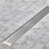 European style Brushed Stainless linear shower drain for contemporary bathroom design