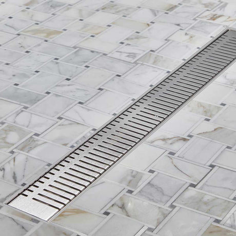 European style Brushed Stainless linear shower drain for contemporary bathroom design