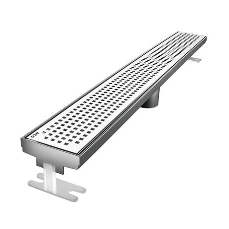 Quartz Quadrato Polished Chrome linear shower drain for luxury walk-in showers
