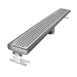 Quartz linear shower drain Quadrato brushed stainless