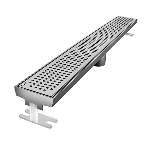 Quartz linear shower drain Quadrato brushed stainless