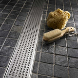 Quartz Quadrato shower drain brushed stainless grate
