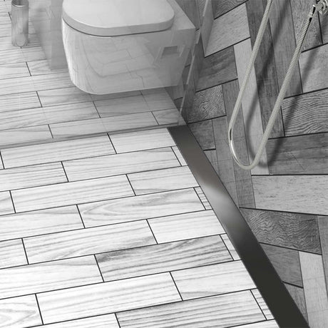 Quartz Solid Black Nickel Linear Shower Drain for Walk In Shower