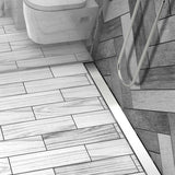 Premium Quartz by ACO Brushed Stainless Solid Linear Shower Drain for Luxury Curbless Tile Shower Installation