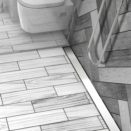 Premium Quartz by ACO Brushed Stainless Solid Linear Shower Drain for Luxury Curbless Tile Shower Installation