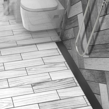 Premium Quartz by ACO Matte Black Solid Linear Shower Drain for Luxury Residential and Commercial Bathroom Renovations