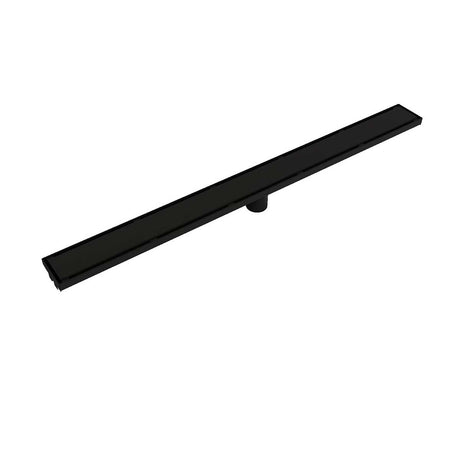 Quartz by ACO Matte Black Solid Linear Floor Drain for Contemporary Tile Shower Waterproofing and Remodeling Projects