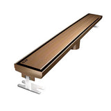 Quartz Solid linear shower drain with handcrafted Oil-Rubbed Bronze finish for luxury walk-in showers