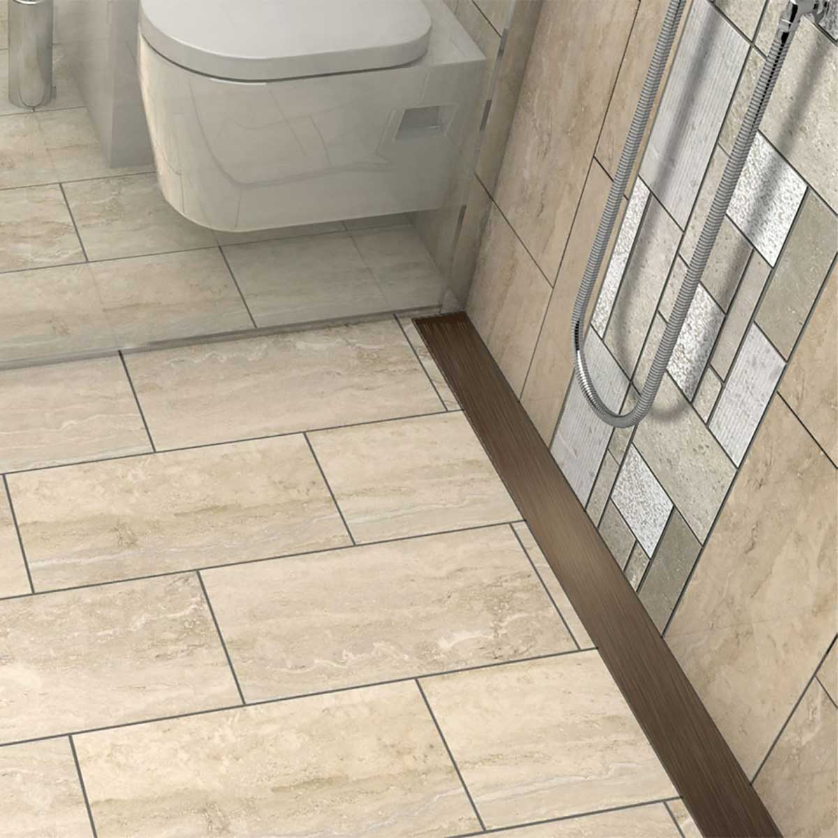 Close-up of Quartz Solid Oil-Rubbed Bronze shower drain grate with premium stainless steel construction