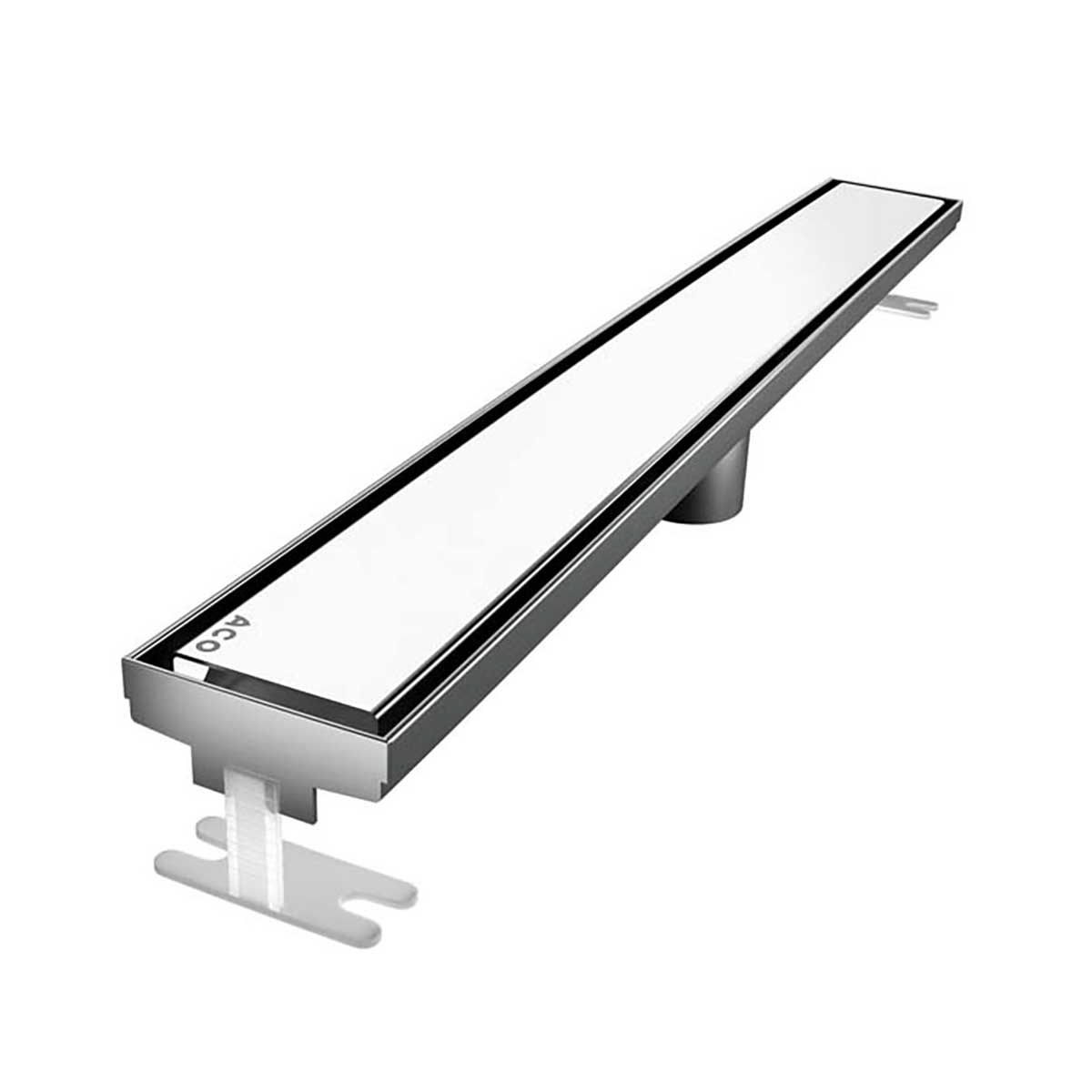 Quartz by ACO Solid Linear Shower Drain with Polished Chrome Grate