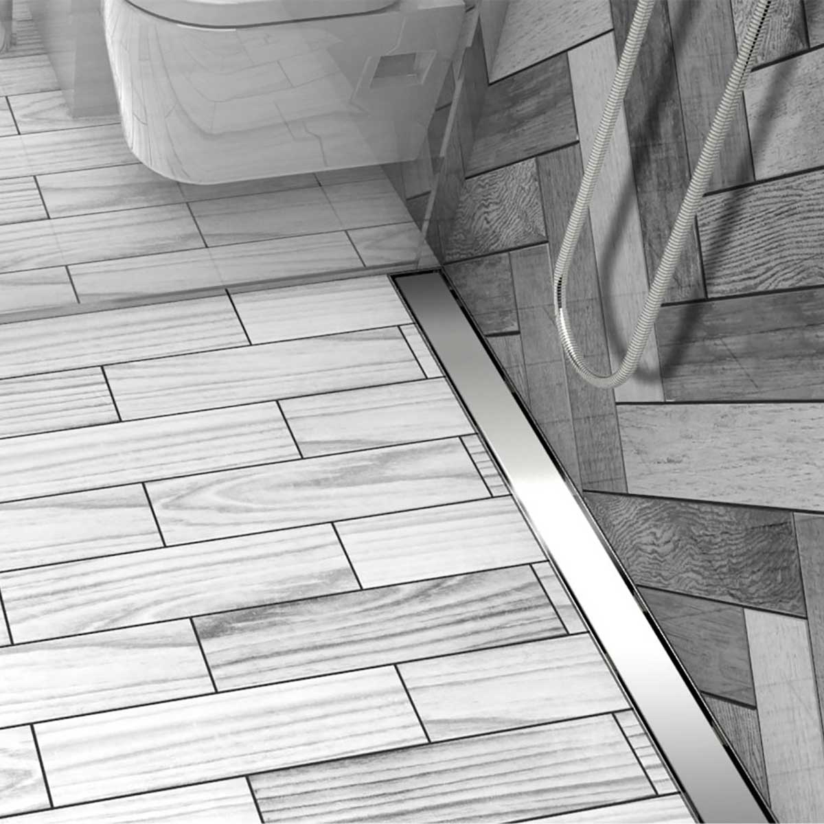Quartz Solid Polished Chrome Linear Shower Drain for Walk In Shower