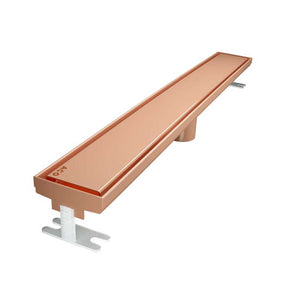Quartz by ACO Solid Linear Shower Drain with Rose Gold Grate