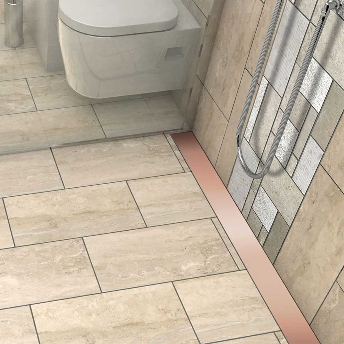 Quartz Solid Rose Gold Linear Shower Drain for Walk In Shower