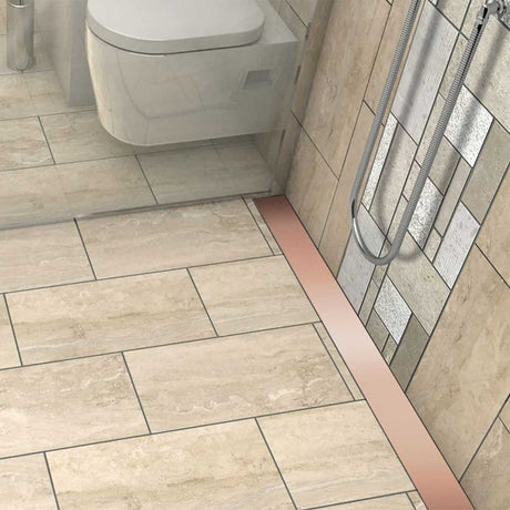 Quartz Solid Rose Gold Linear Shower Drain for Walk In Shower