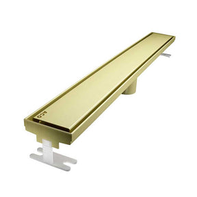Quartz by ACO Solid Linear Shower Drain with Satin Brass Grate