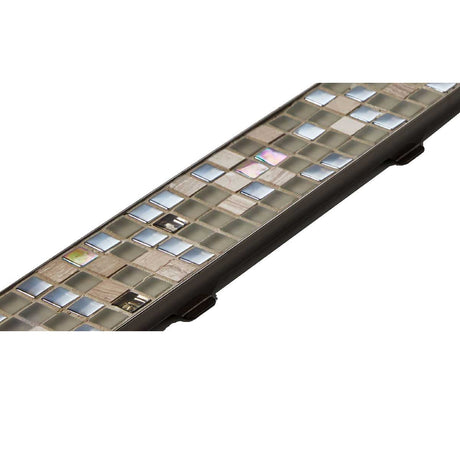 Stainless steel linear shower drain with Black Nickel tile insert grate