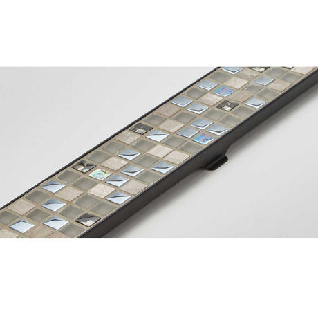 Stainless steel linear shower drain with Matte Black tile insert grate