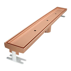 Quartz by ACO tile insert linear shower drain with Rose Gold frame