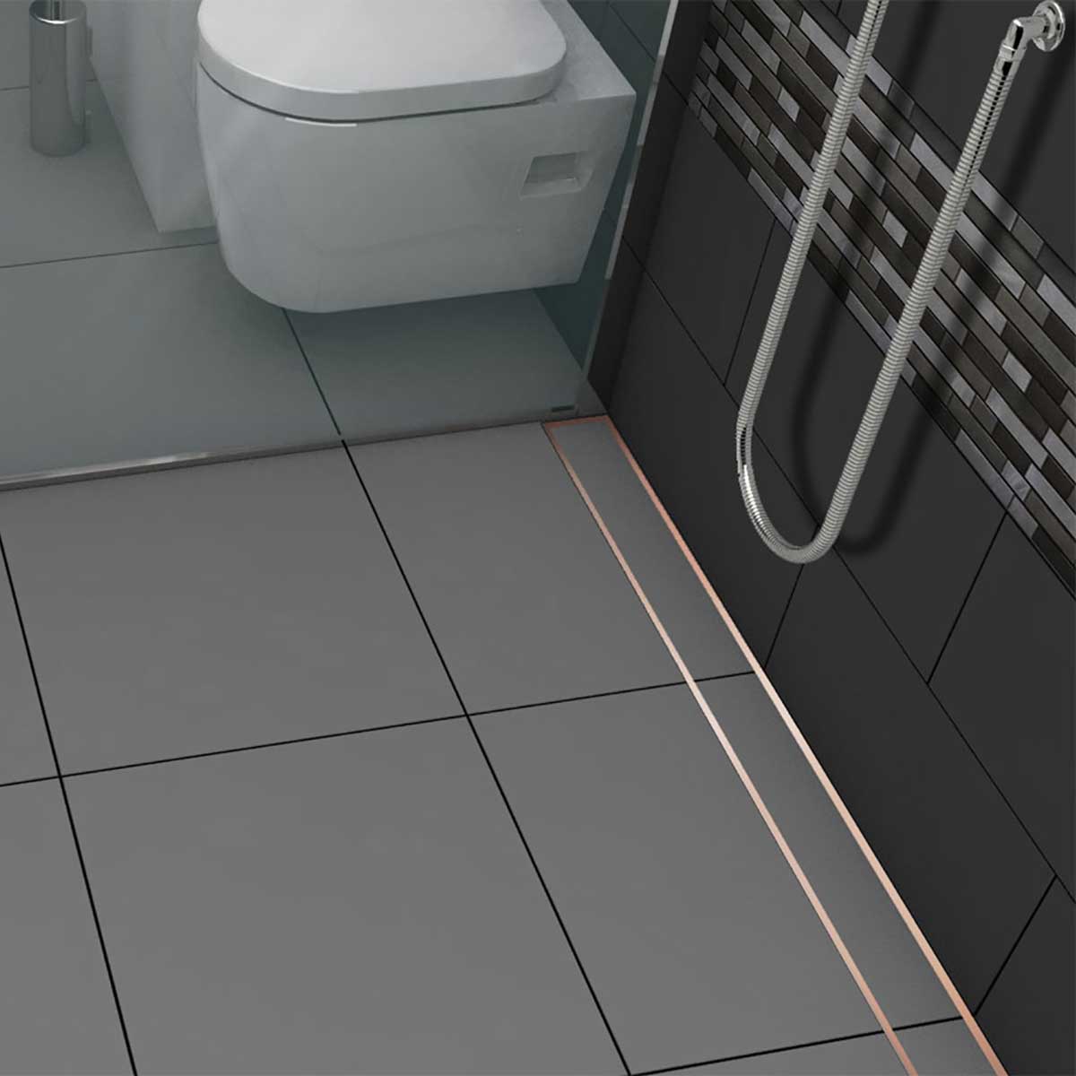 Rose Gold tile insert shower drain for modern walk-in shower
