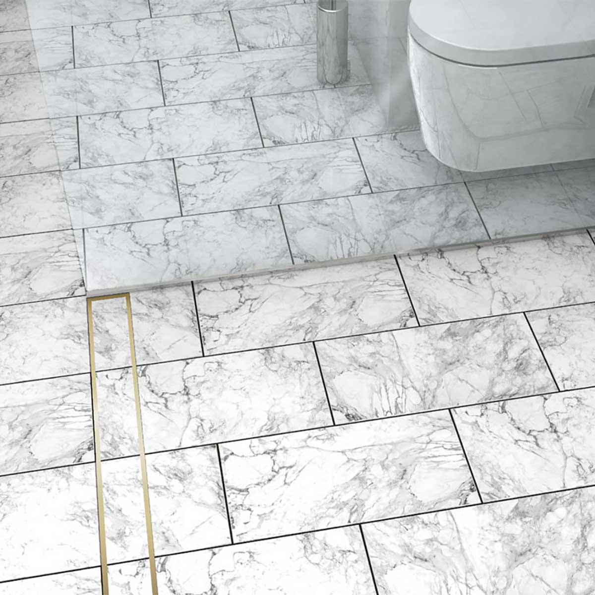 Satin Brass tile insert shower drain for modern walk-in shower