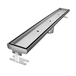 Quartz by ACO tile insert linear shower drain with Brushed Stainless frame