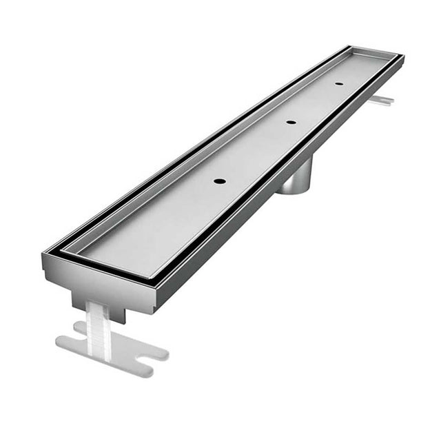 Quartz by ACO tile insert linear shower drain with Brushed Stainless frame