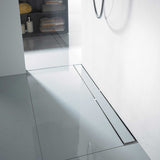 Stainless steel linear shower drain with Brushed Stainless tile insert grate