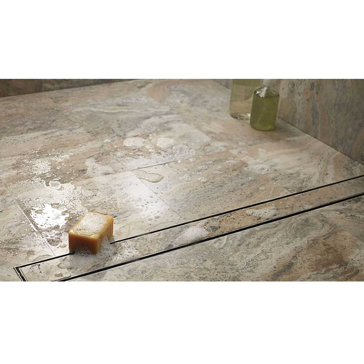 Contemporary Brushed Stainless linear drain for tiled shower floor