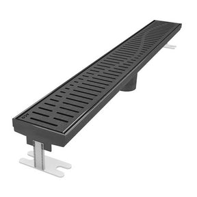 Quartz by ACO Wave linear shower drain with Black Nickel decorative grate for modern tile showers