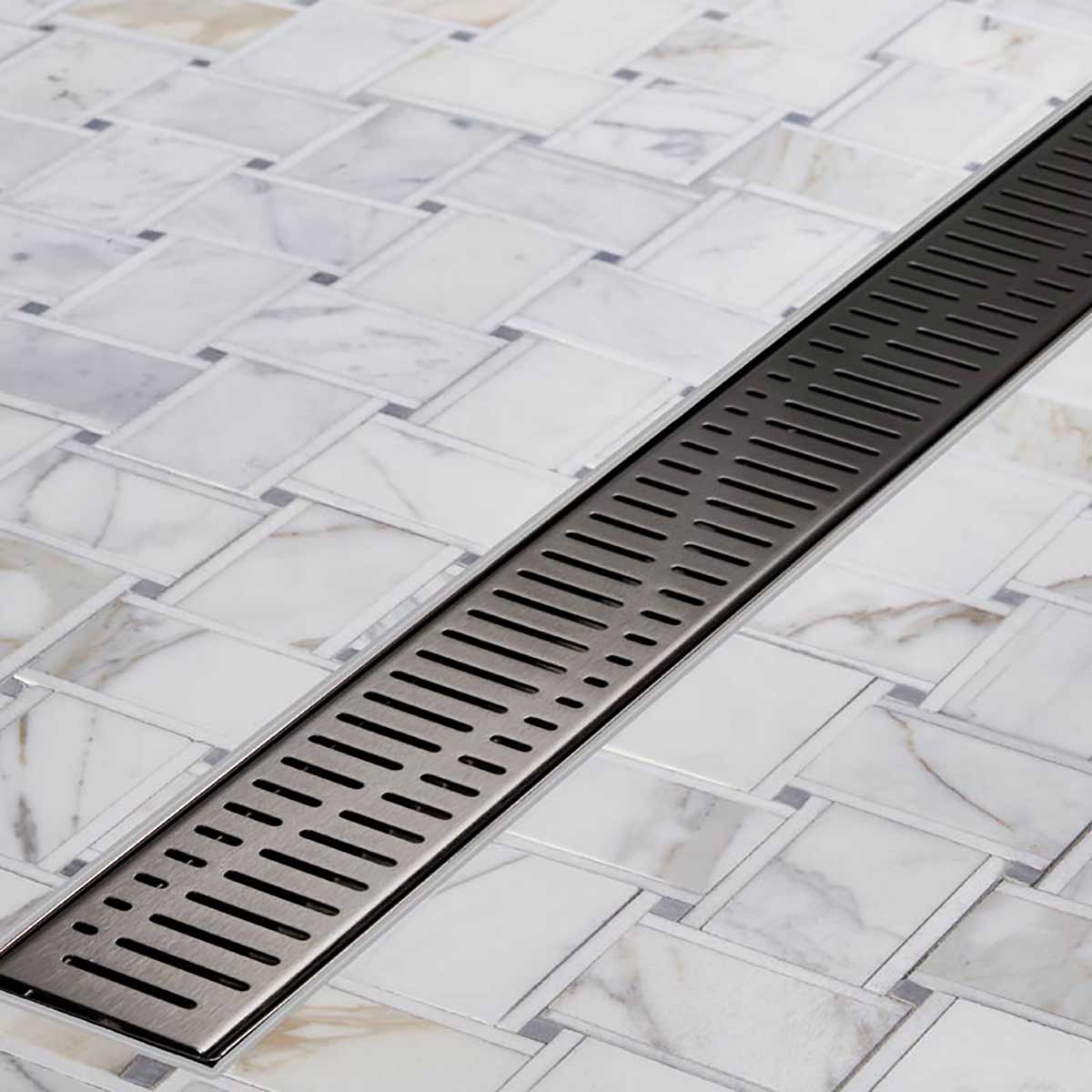 Stainless steel Quartz Wave shower drain with elegant Black Nickel finish