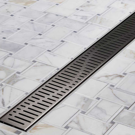 Stainless steel Quartz Wave shower drain with elegant Black Nickel finish