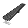 Quartz by ACO 60 Inch Wave Linear Shower Drain Matte Black Decorative Grate for Modern Walk-In Showers