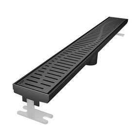 Quartz by ACO 60 Inch Wave Linear Shower Drain Matte Black Decorative Grate for Modern Walk-In Showers
