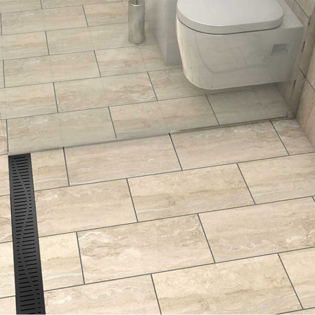 Premium Quartz by ACO Matte Black Wave Linear Shower Drain Stainless Steel Channel Drain System