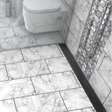 Contemporary 60 Inch Matte Black Wave Shower Drain for Curbless Tile Shower Installation