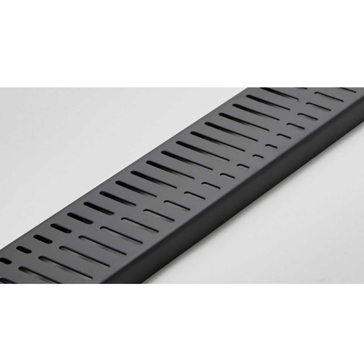 Quartz by ACO Wave Pattern Linear Shower Drain with Matte Black Finish and Removable Grate