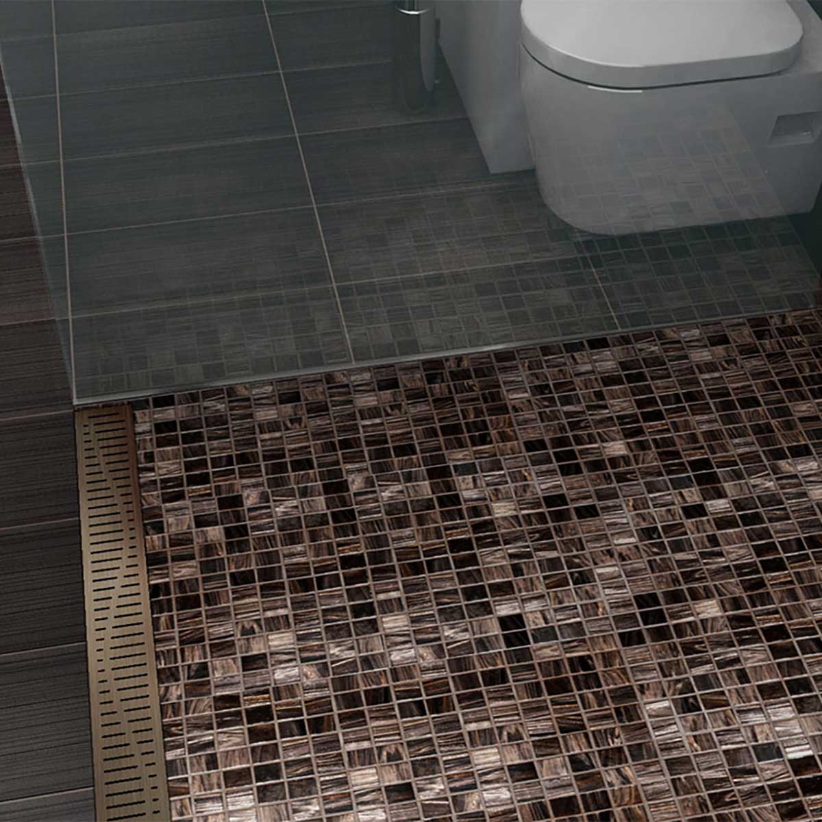 Premium Stainless Steel Linear Shower Drain with Wave Grate in Oil-Rubbed Bronze