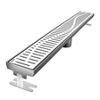 Quartz by ACO Wave linear shower drain with Polished Chrome decorative grate for modern tile showers